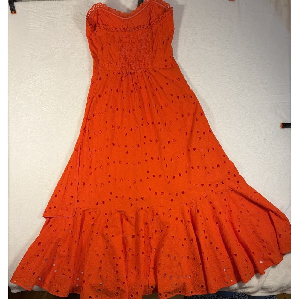 Astr Orange Strapless Eyelet Midi Dress - Picture 6 of 6